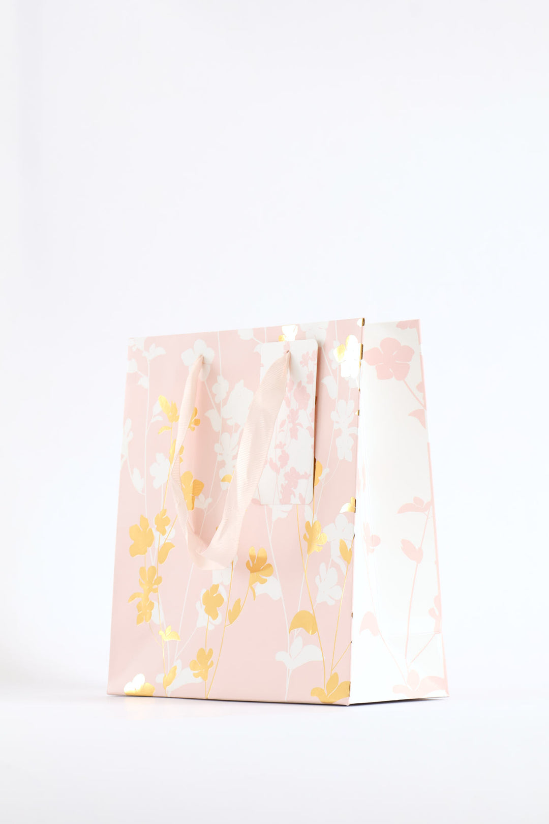 Coral Pink Gold Foil Gift Bag - Pink