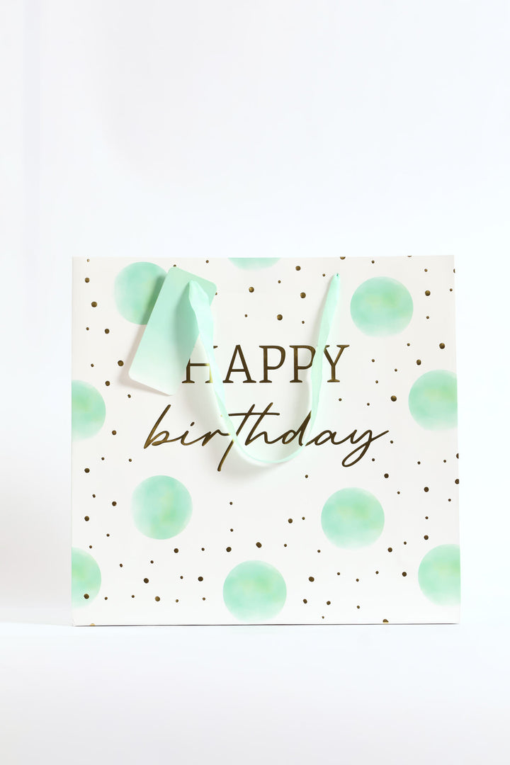 Happy Birthday Dots Gift Bag - Mint