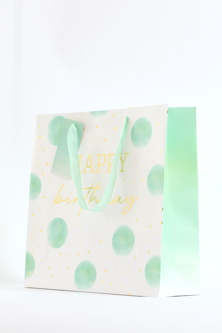 Happy Birthday Dots Gift Bag - Mint
