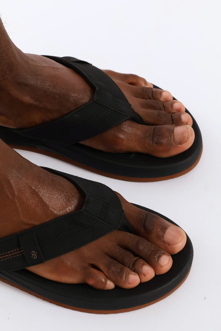 Ultra Soft Wide Vamp Sandal - Black