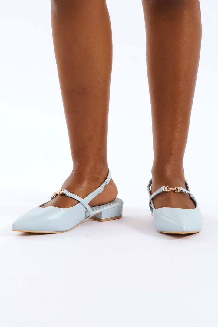 Gold Trim Mary-Jane Slingback - Blue