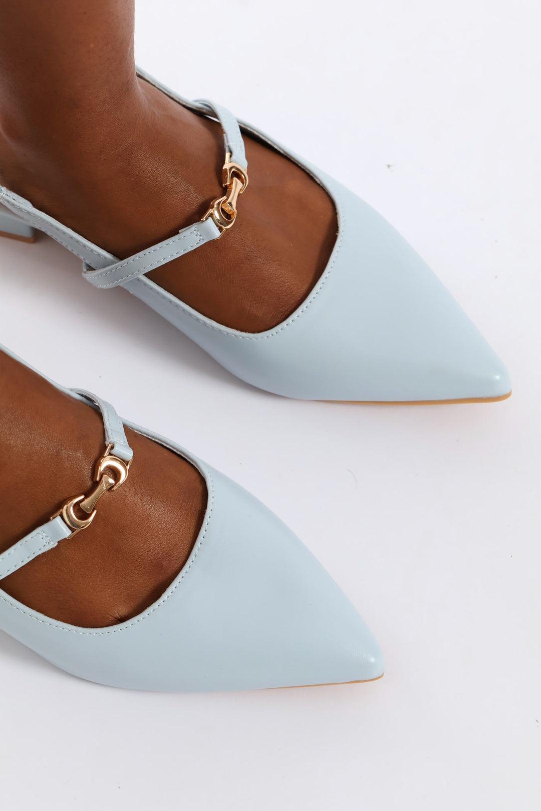 Gold Trim Mary-Jane Slingback - Blue