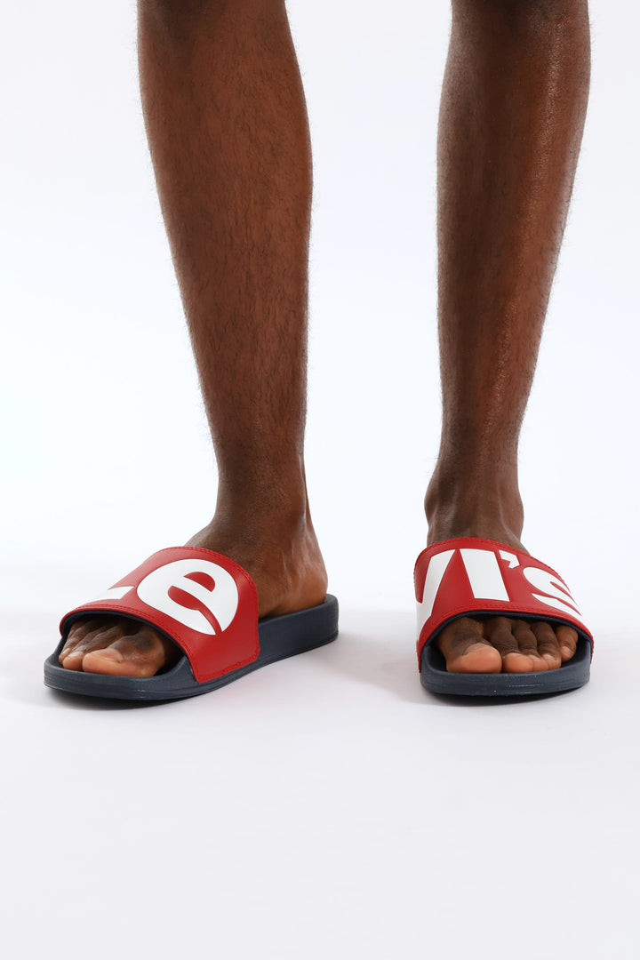 June Pool Slide Sandal - Navy/Red