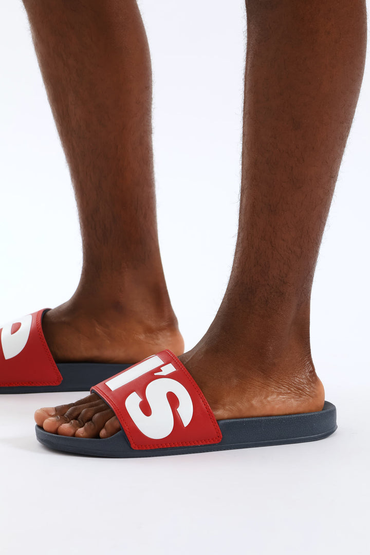 June Pool Slide Sandal - Navy/Red