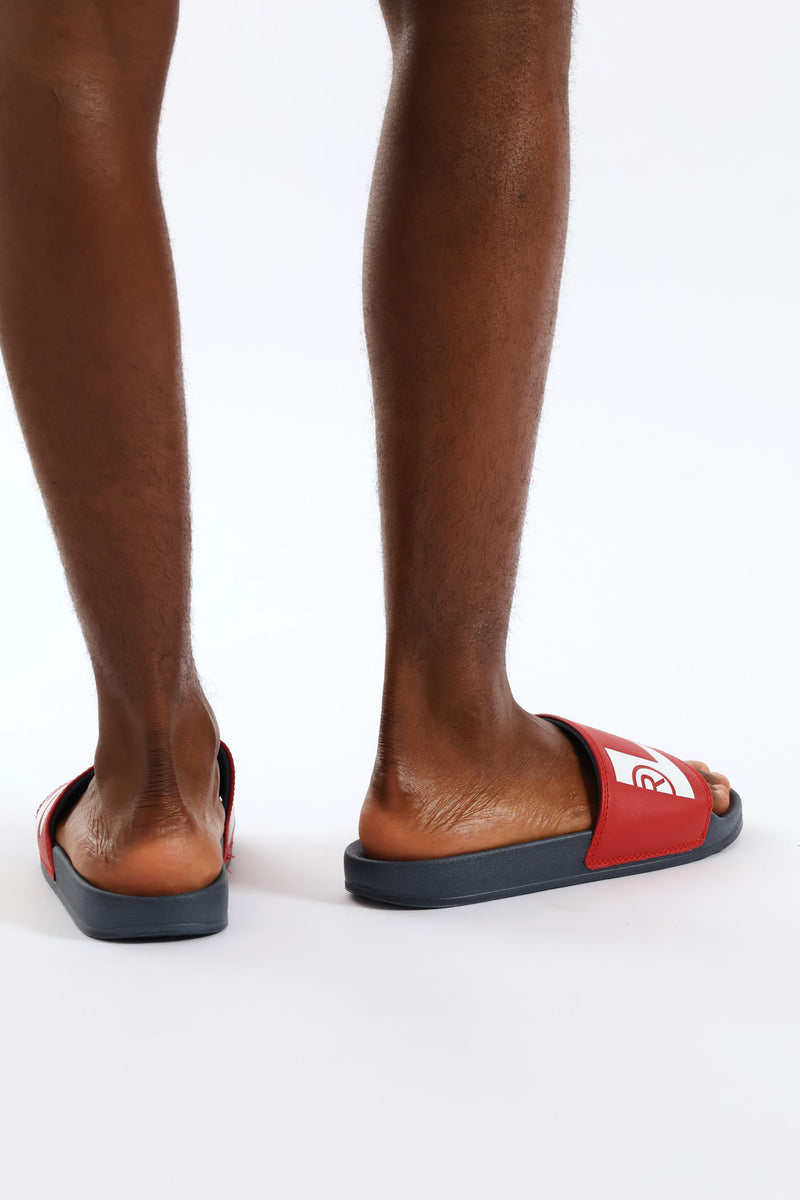 June Pool Slide Sandal - Navy/Red