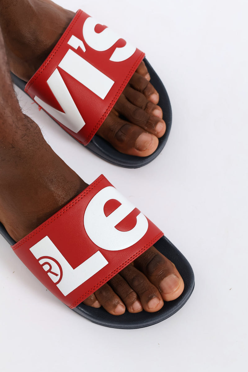 June Pool Slide Sandal - Navy/Red