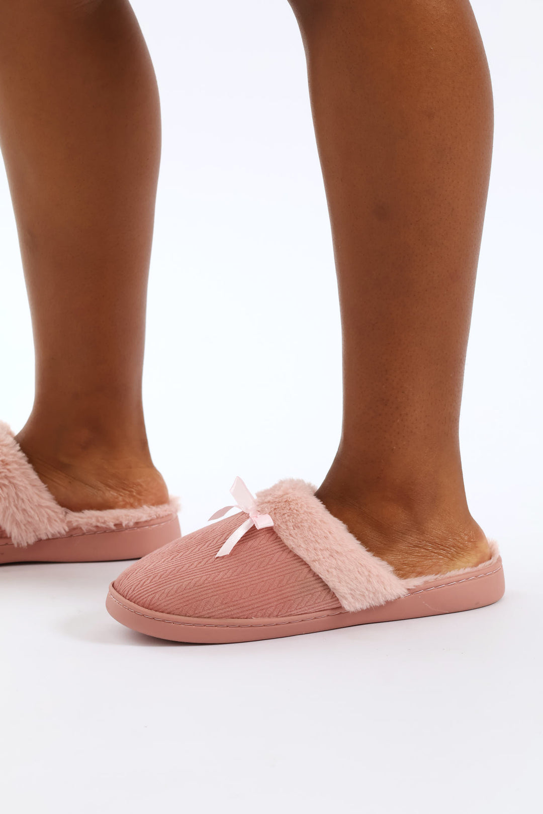 Embossed Fur Topline Slipper - Blush