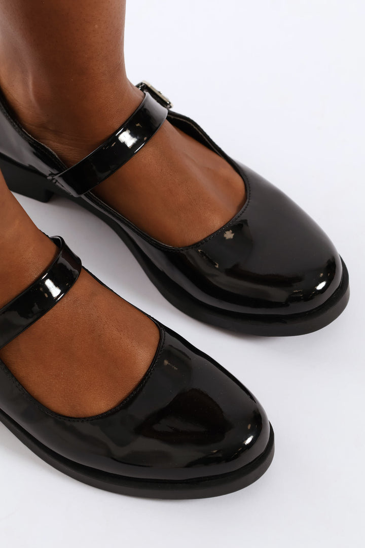 Back Trim Mary Jane Loafer - Black