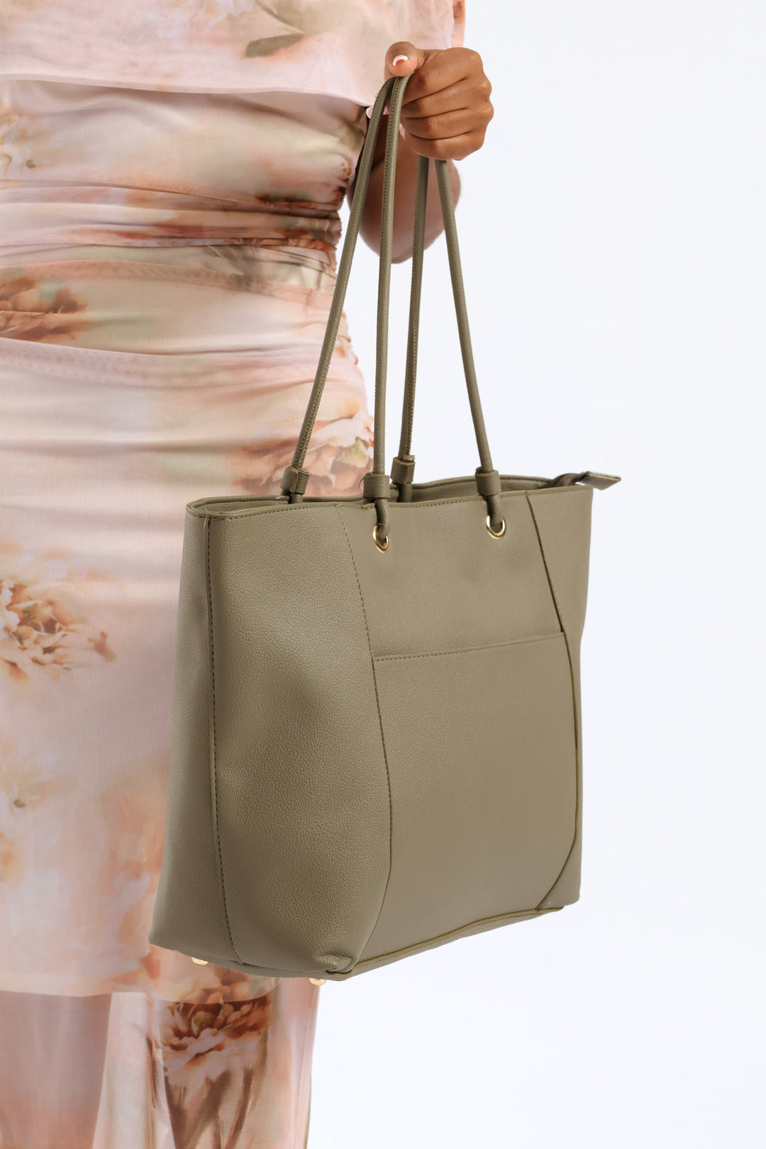 Front Pocket Shopper Bag - Sage