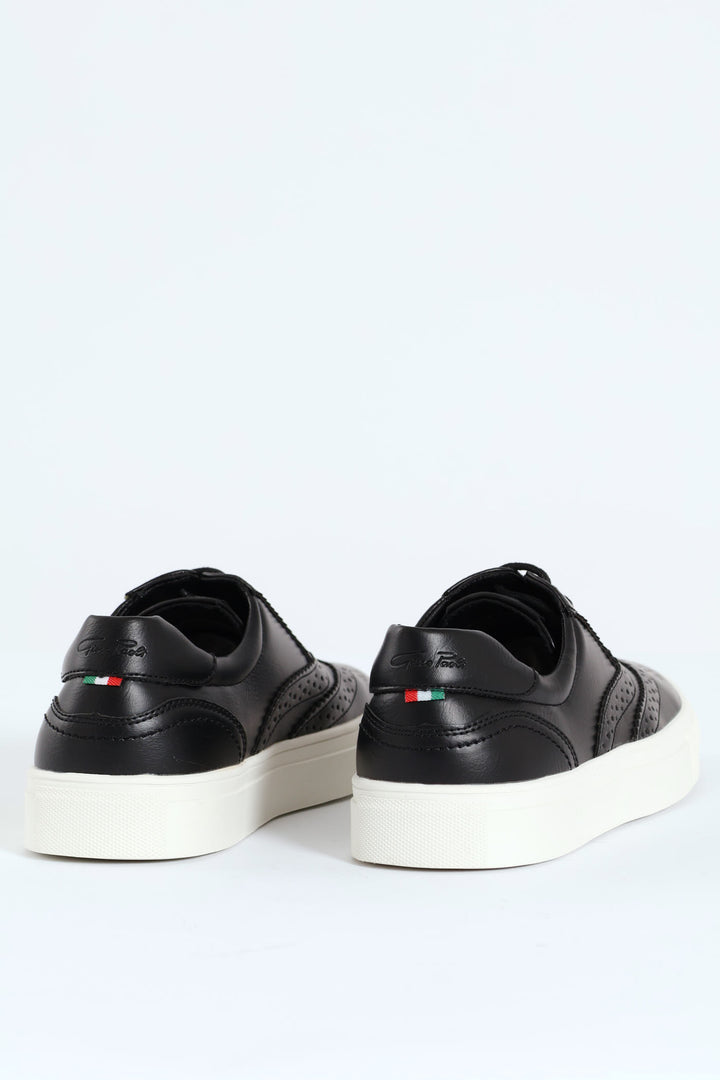 Brogue Detailed Cemented Lace Up Shoe - Black