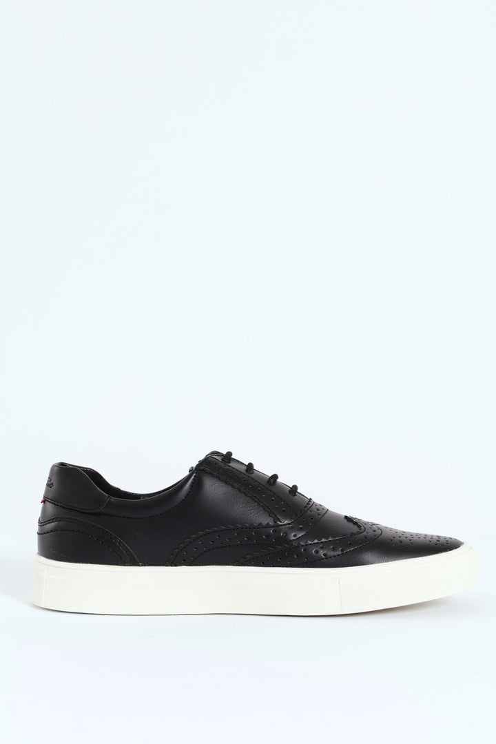 Brogue Detailed Cemented Lace Up Shoe - Black