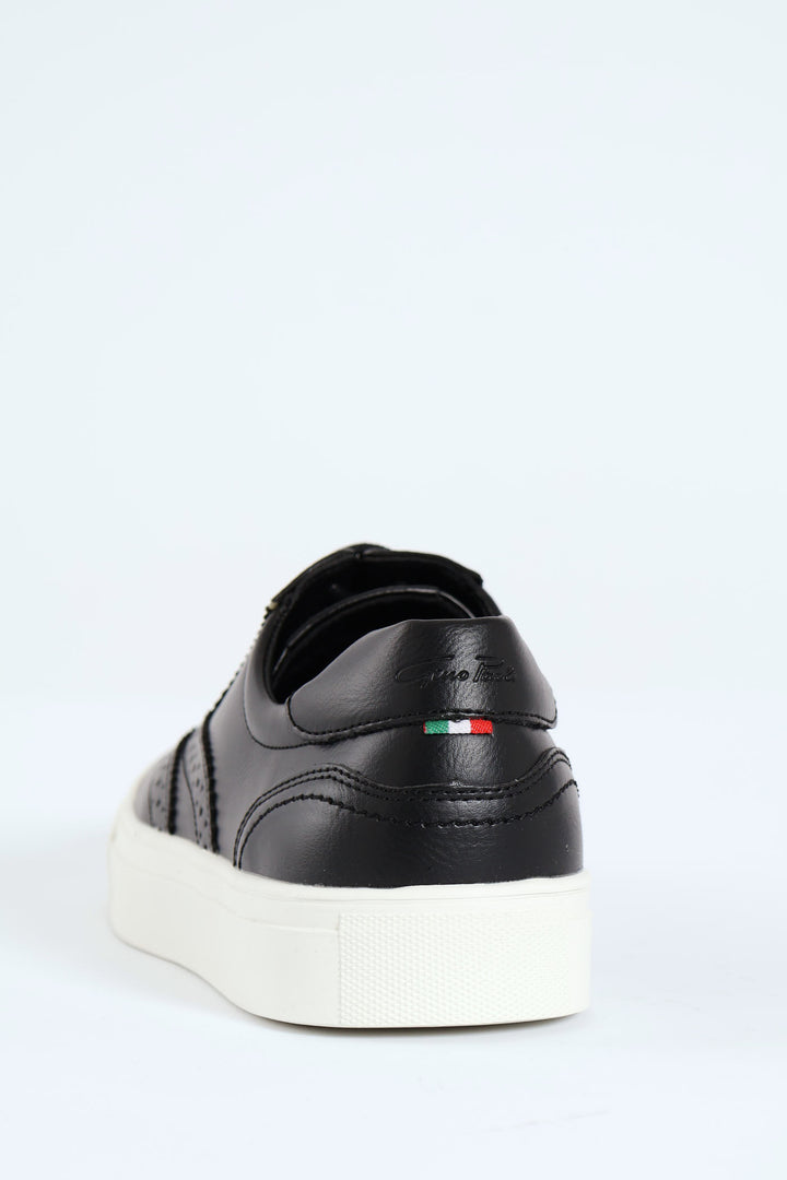 Brogue Detailed Cemented Lace Up Shoe - Black