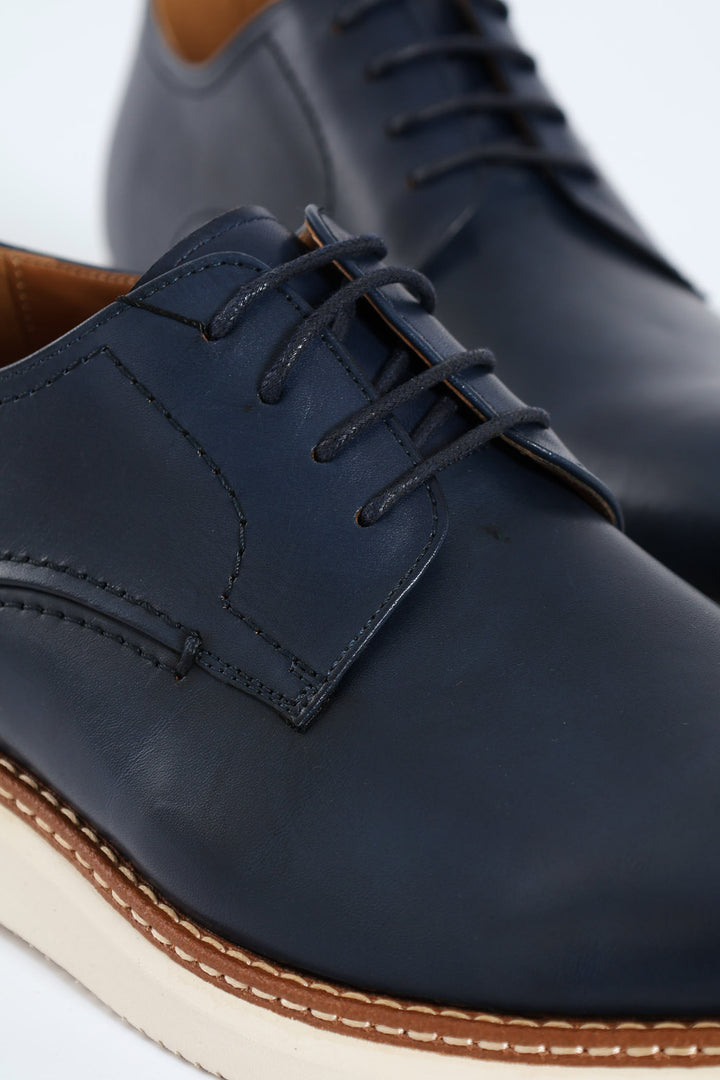 Gibson Smart Casual Lace Up Derby Shoe - Navy/White