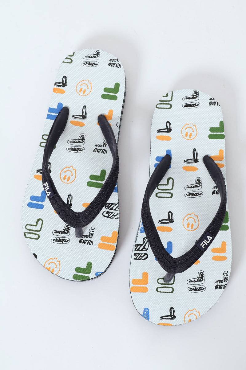 Boys Coco Flip Flop - White/Navy
