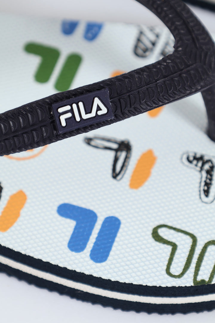 Boys Coco Flip Flop - White/Navy