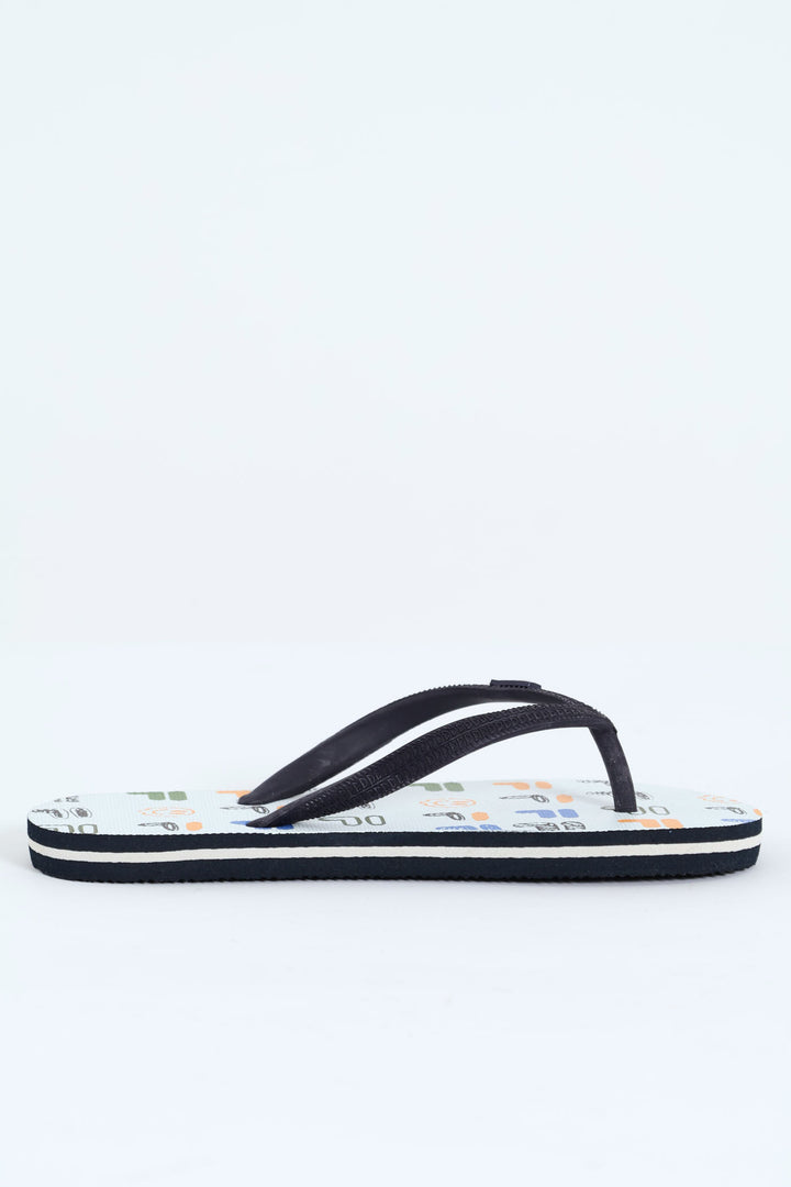 Boys Coco Flip Flop - White/Navy