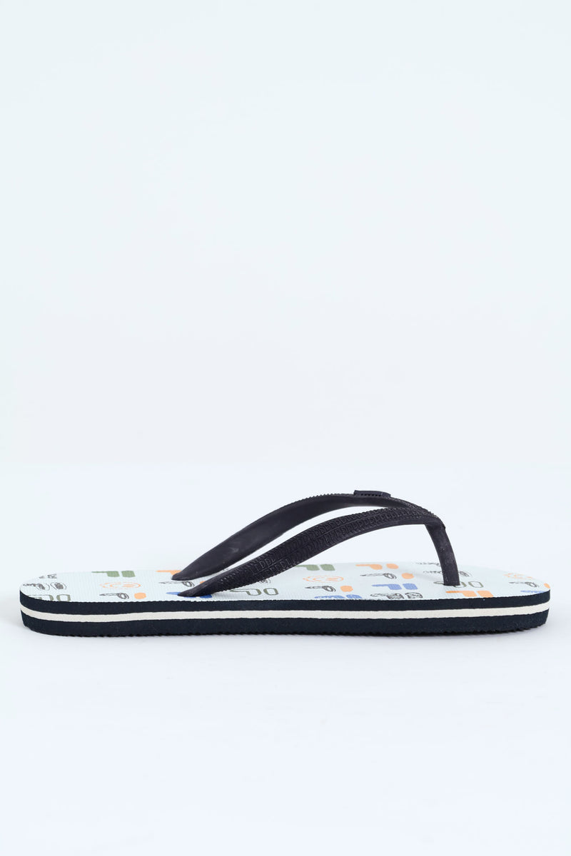 Boys Coco Flip Flop - White/Navy