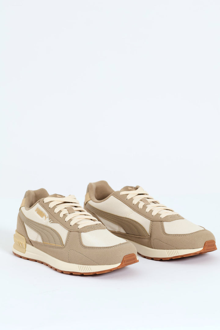 Graviton Clip Detail Lace Up Sneaker - Beige/White