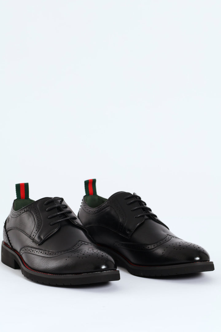Brogue Apron Lace Up Derby Shoe - Black