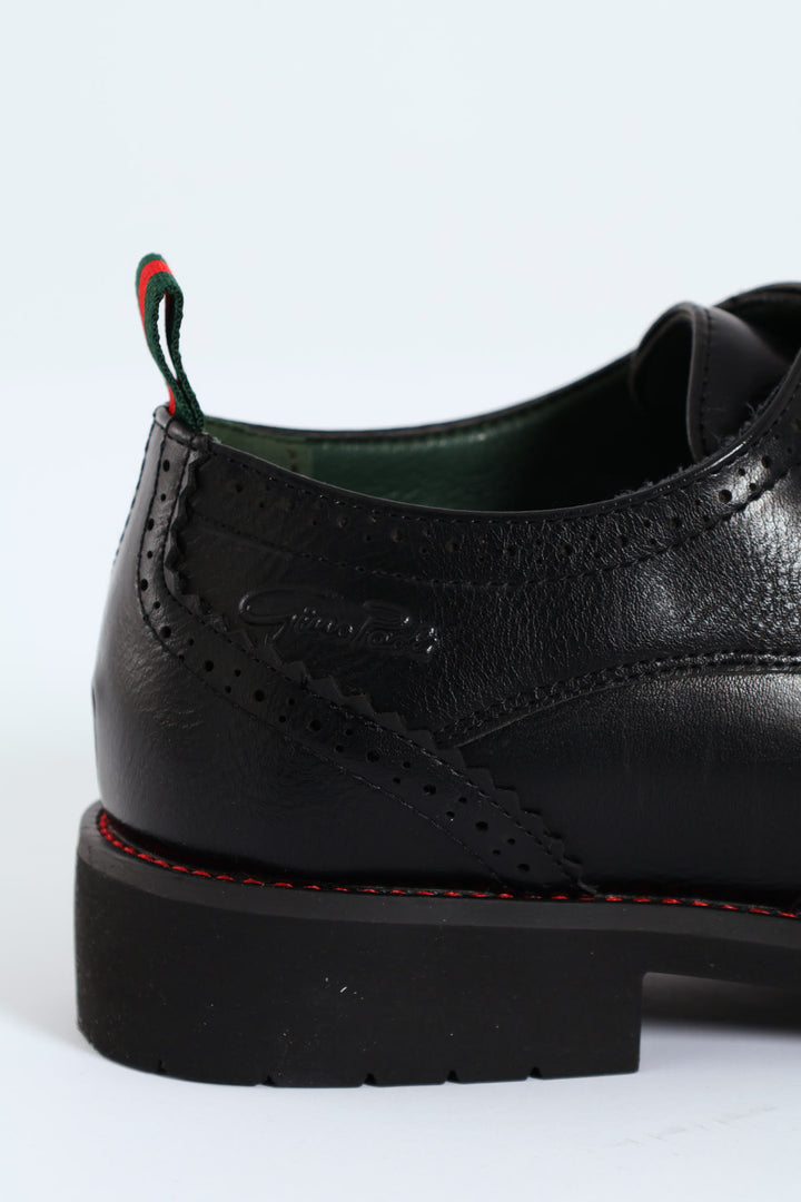 Brogue Apron Lace Up Derby Shoe - Black