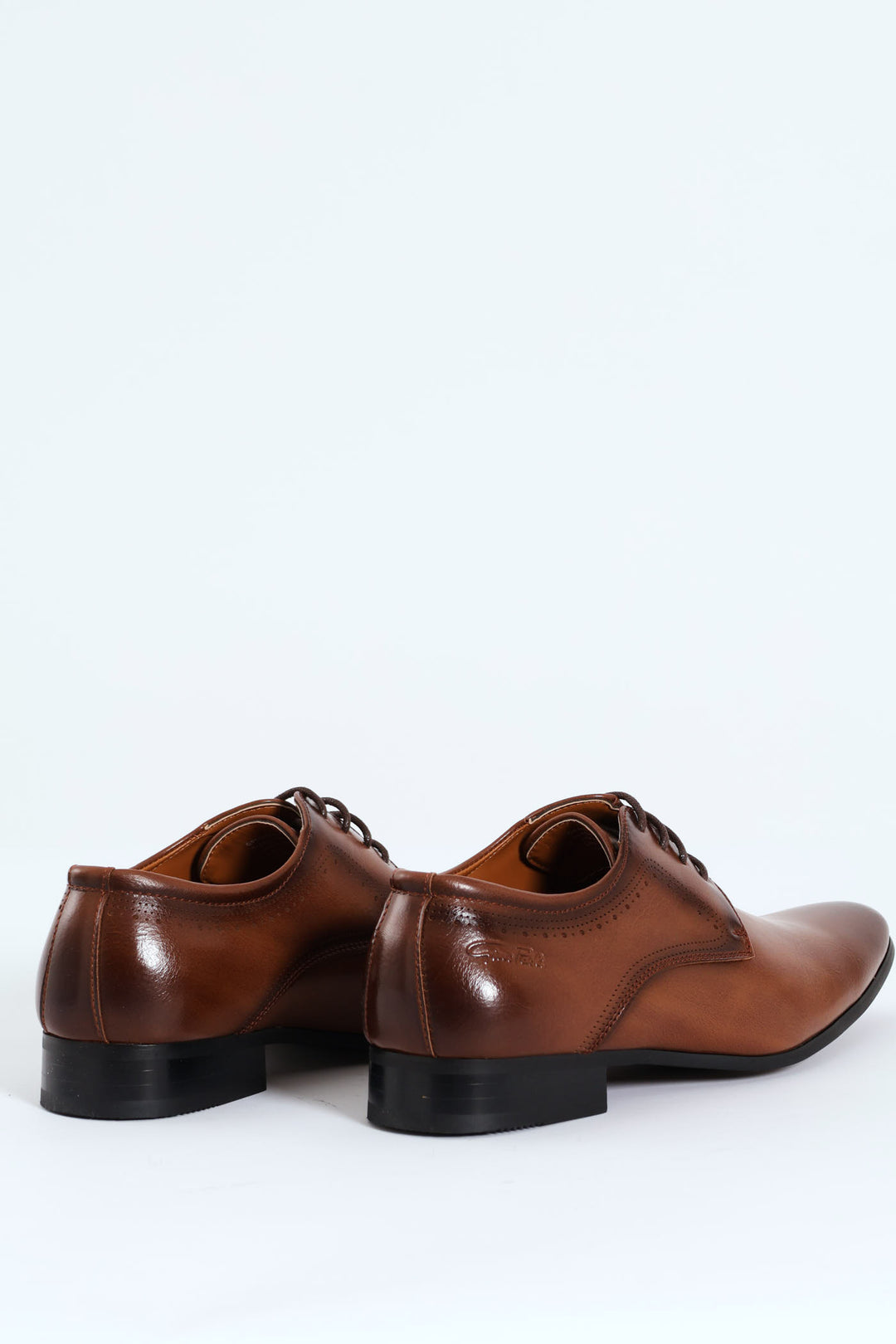 Patterned Pin Punch Lace Up Derby Shoe - Tan