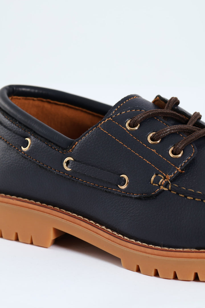 Renzo Cleated Moccasin Slip In Loafer - Navy
