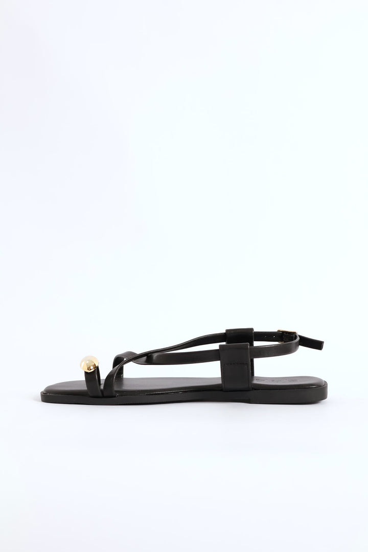 Crosstrap Detail Toe Post Sandal - Black