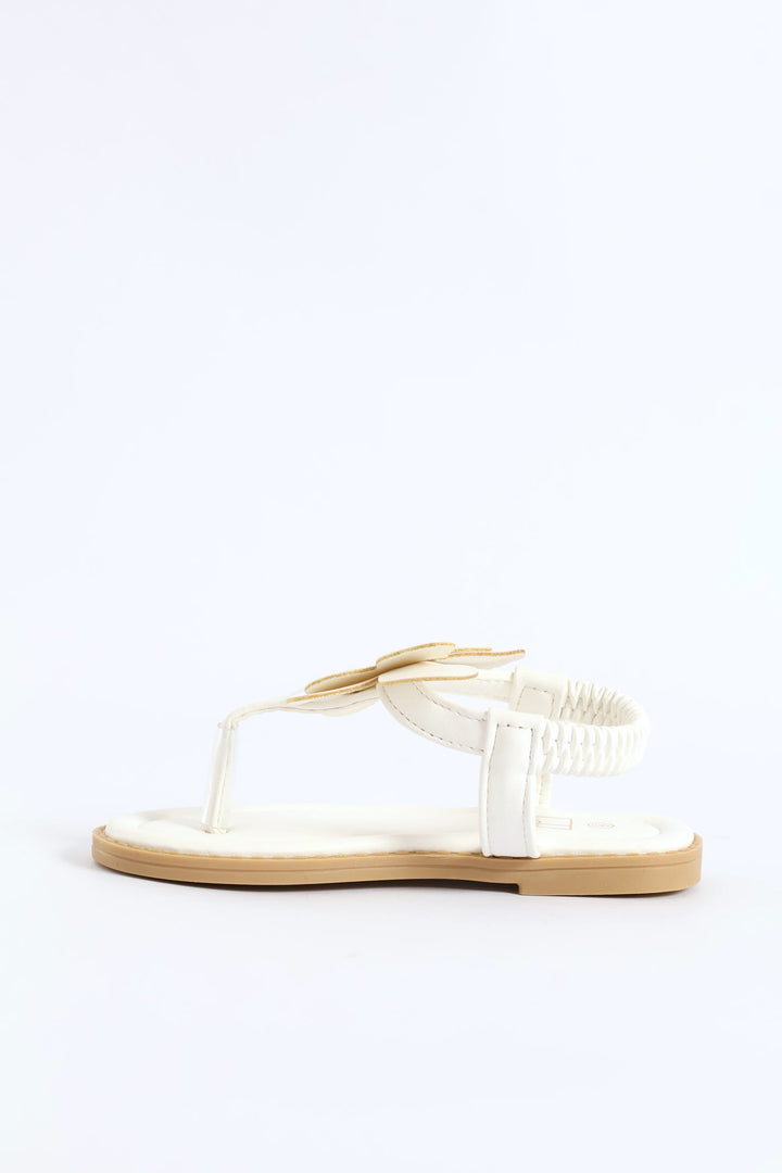 Pre-Girls Butterfly Thong Sandal - White