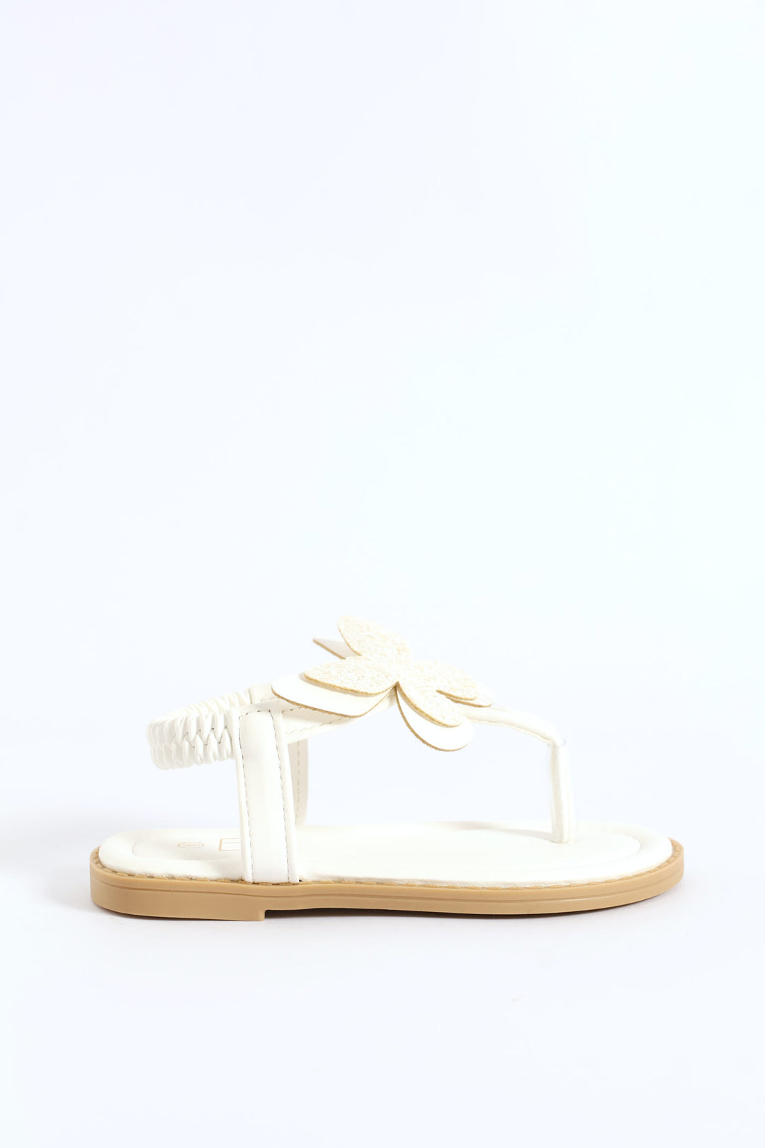 Pre-Girls Butterfly Thong Sandal - White