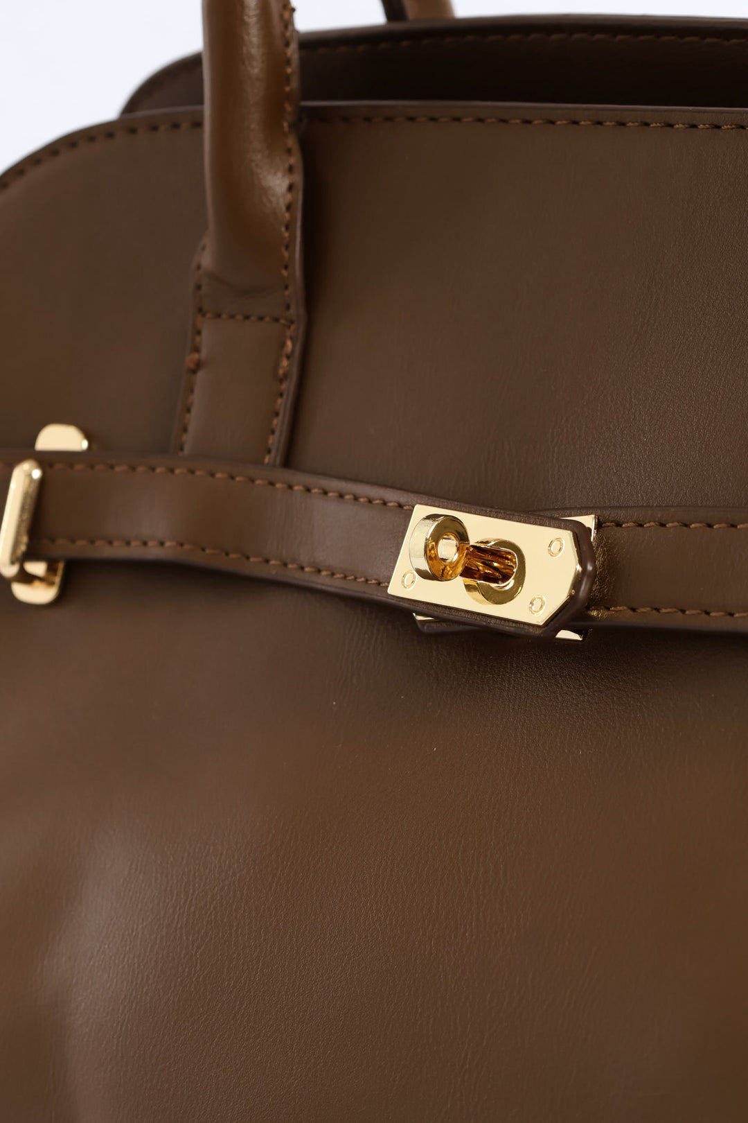 Belt Detail Dome Shopper Bag - Brown
