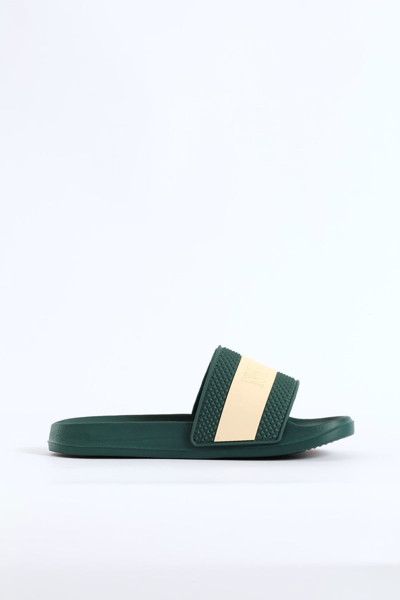 Boys Stripe Pool Slide - Green/White