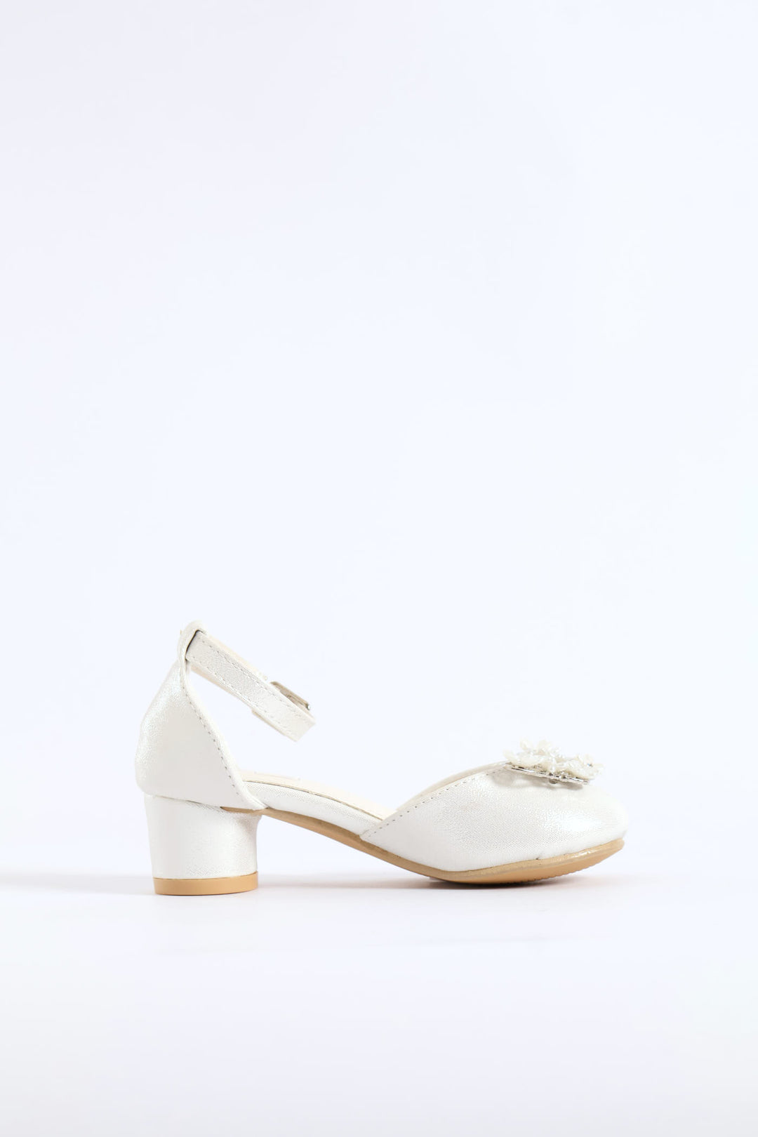 Pre-Girls Jewel Trim Heeled Shoe - White