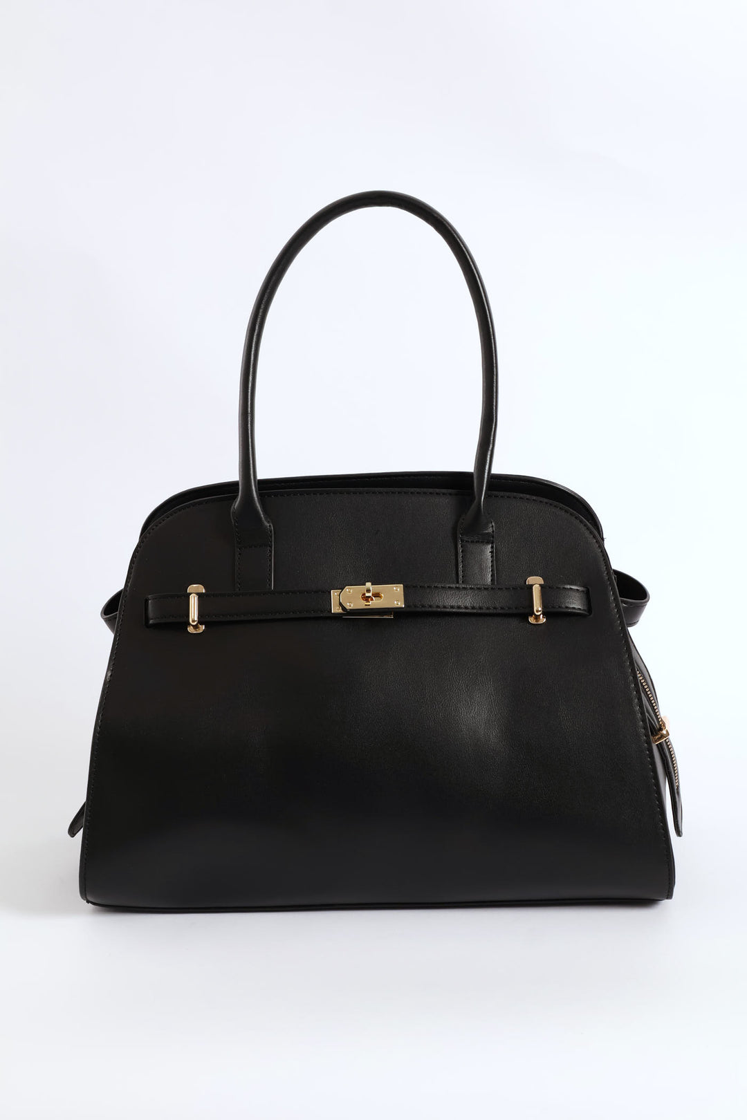 Large Dome Belt Detail Shopper - Black