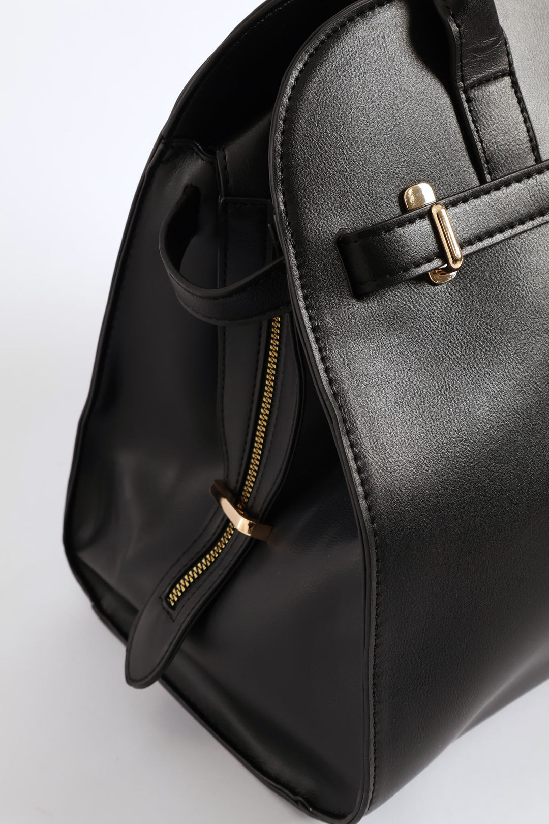 Large Dome Belt Detail Shopper - Black