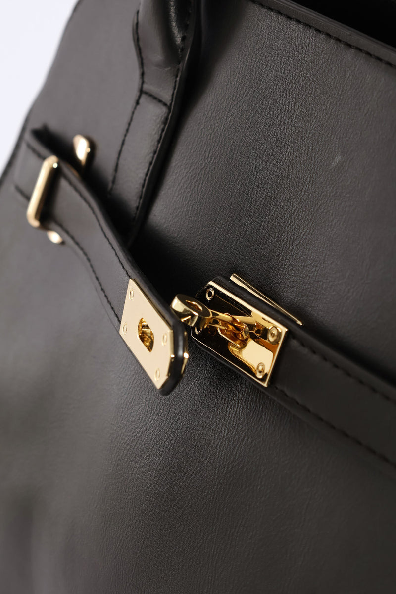 Large Dome Belt Detail Shopper - Black