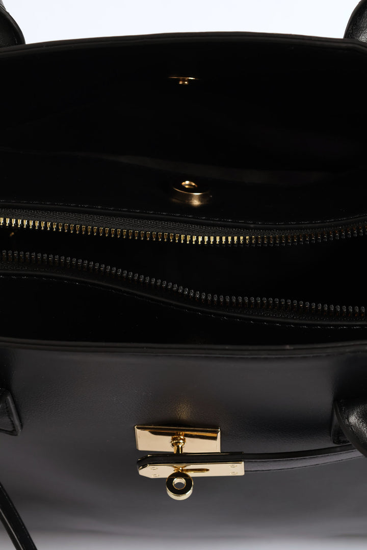 Large Dome Belt Detail Shopper - Black