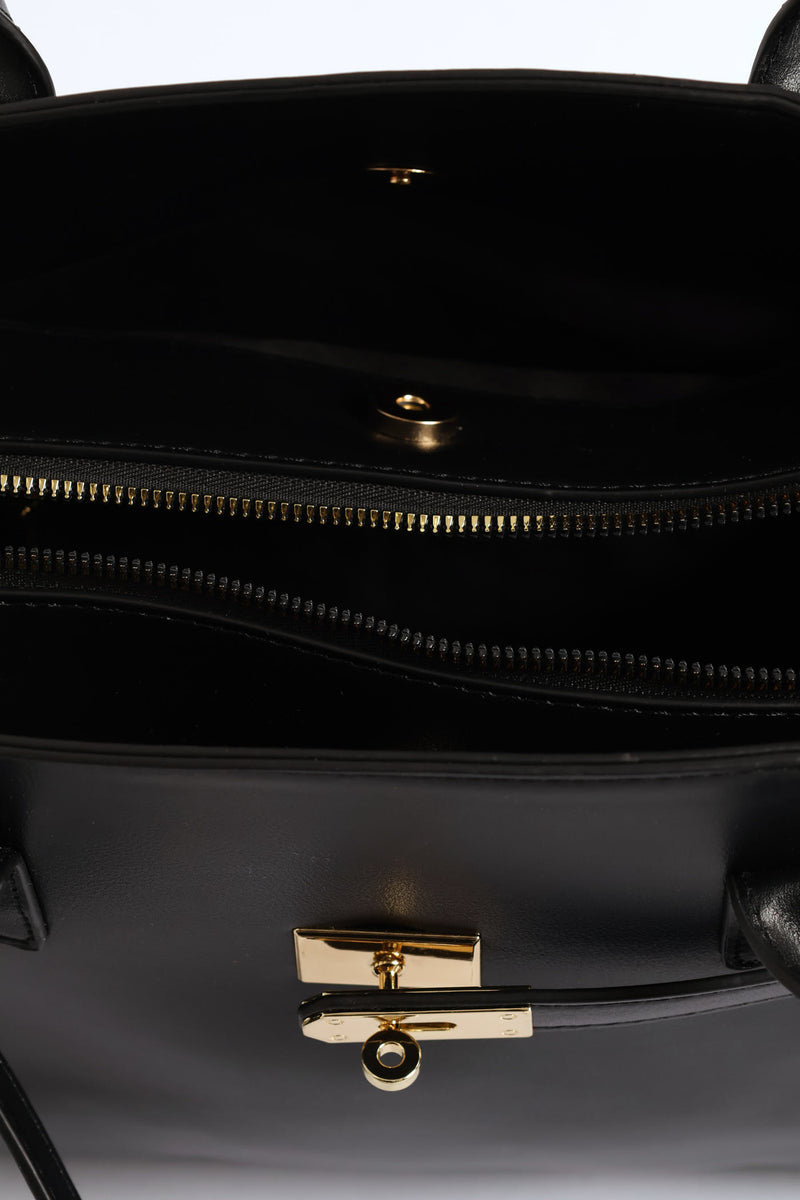 Large Dome Belt Detail Shopper - Black