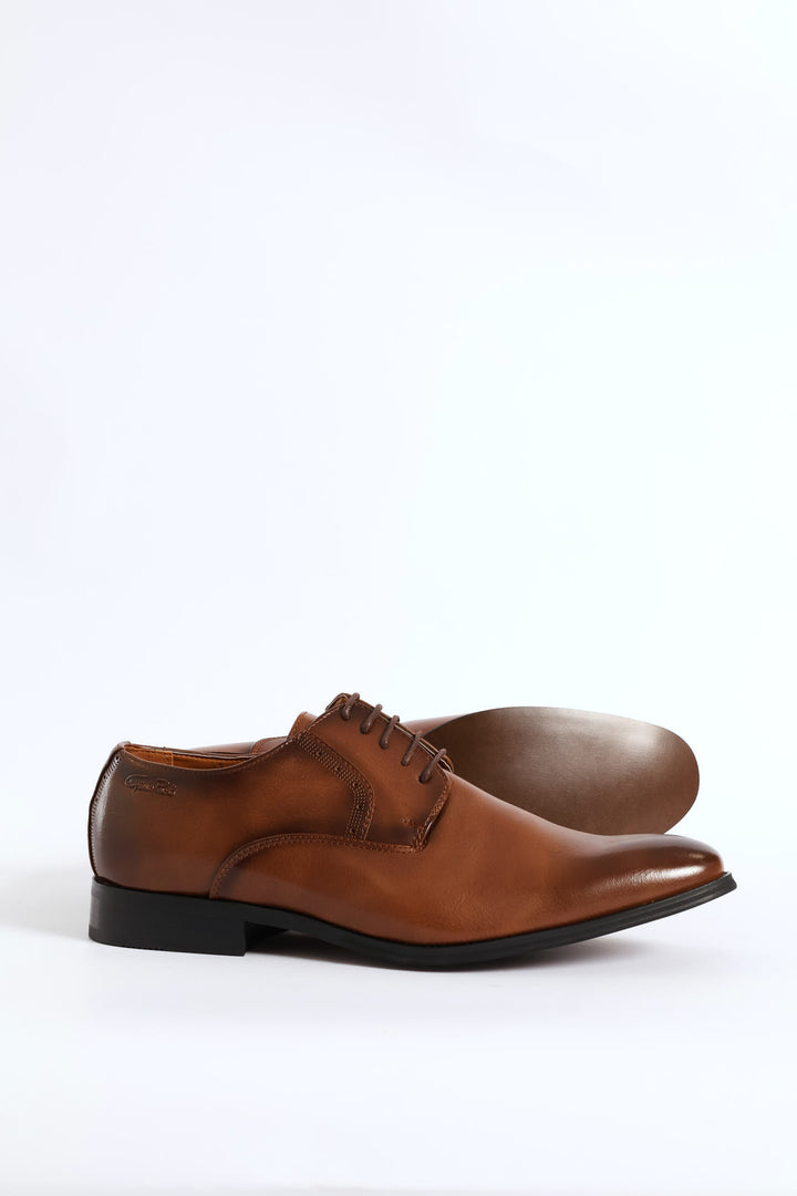Plain Toe Smart Derby Shoe - Tan