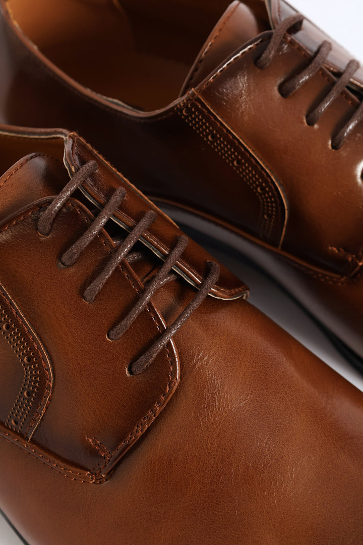 Plain Toe Smart Derby Shoe - Tan