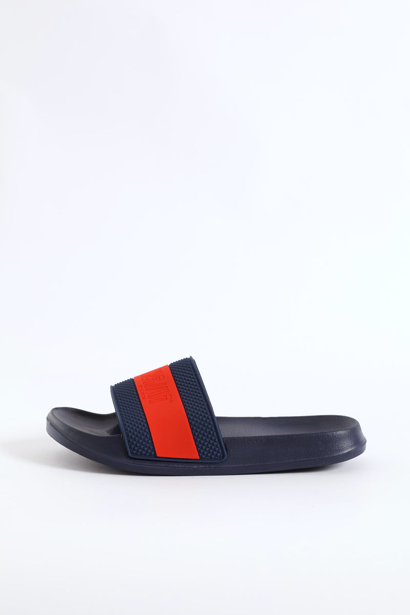 Boys Stripe Pool Slide - Navy/Red