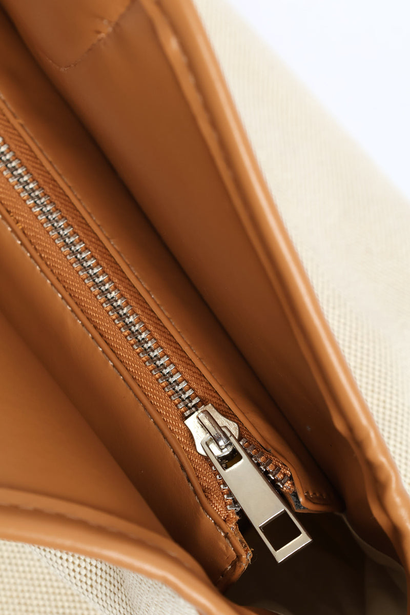Colour Block Canvas Shopper - Beige