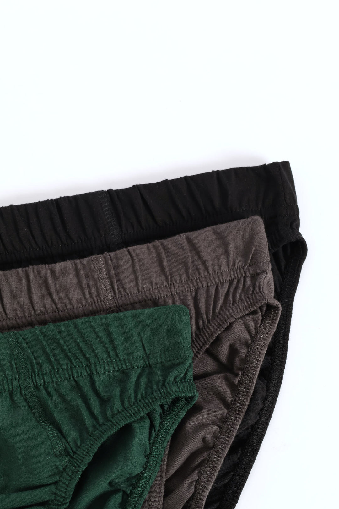 3 Pack Plain Mini Briefs - Charcoal/Black/Green