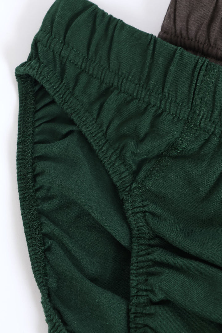 3 Pack Plain Mini Briefs - Charcoal/Black/Green