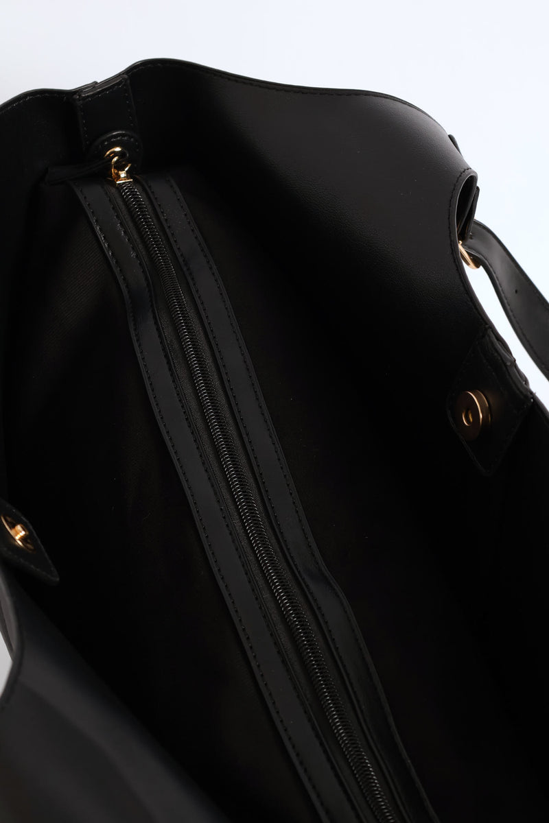 Buckle Detail Shopper Bag - Black