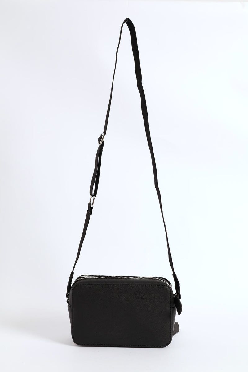 Viviette Mini Double Zip Crossbody Bag - Black