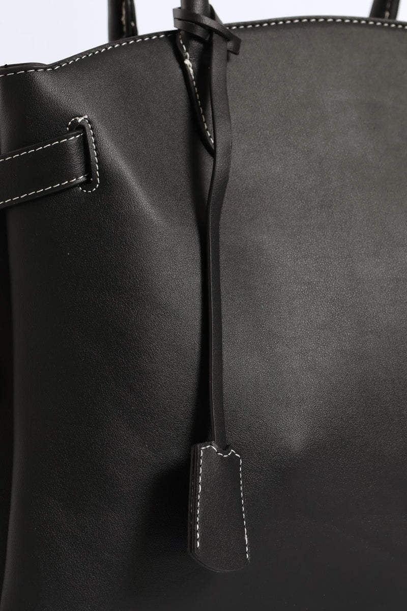 Curved Shopper With Side Tabs - Black