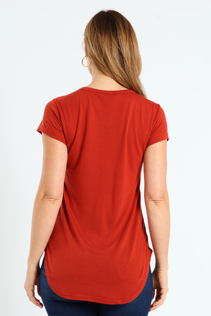 Plain Pocket Tee - Brick