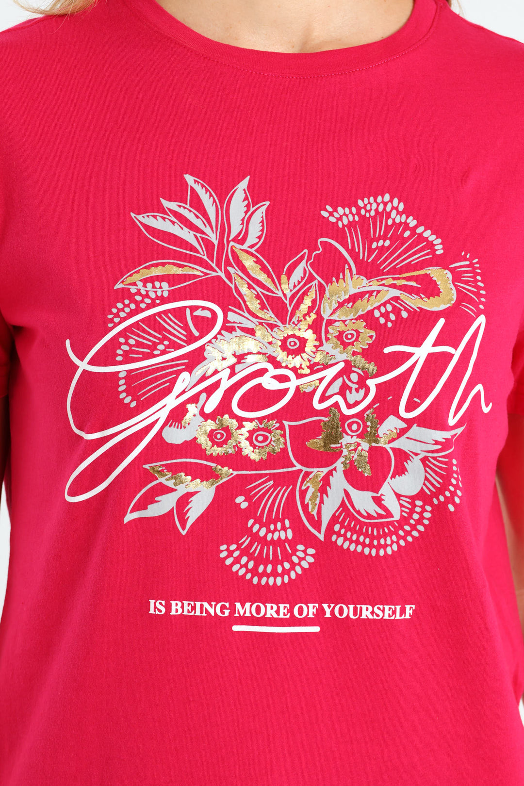 Floral Foil Growth Tee - Magenta