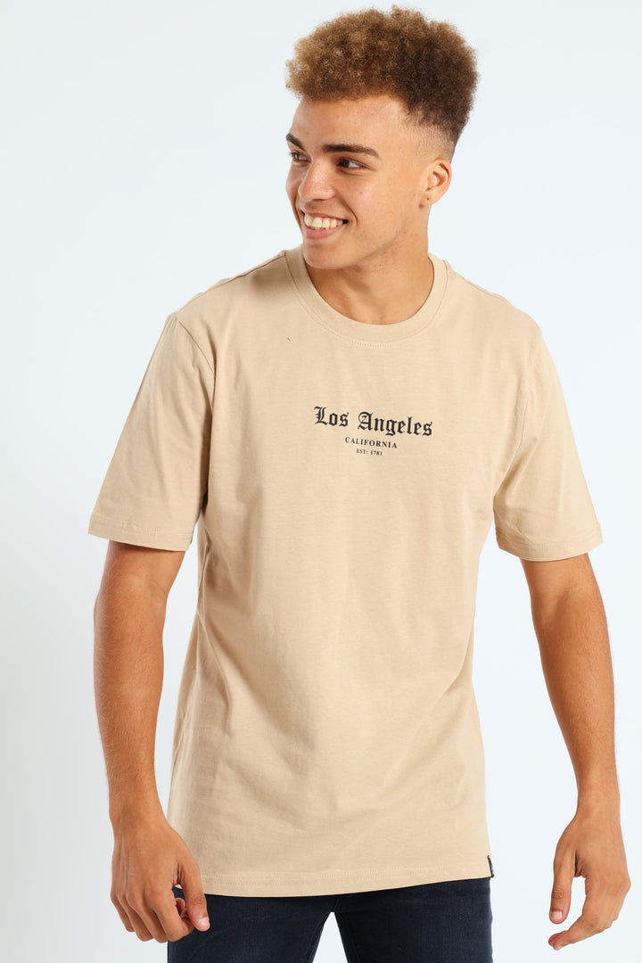 LA Angel Back & Front Tee - Stone