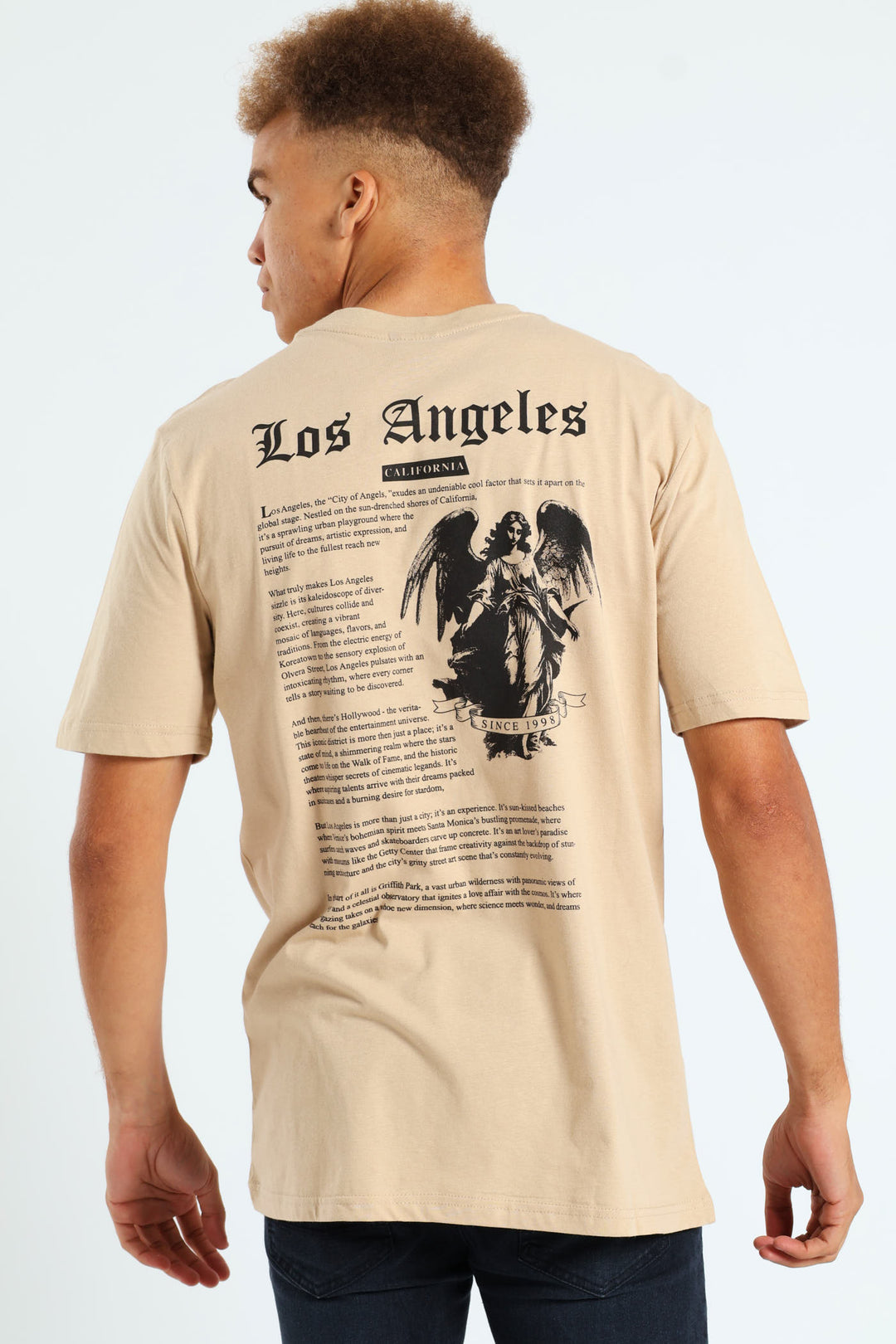 LA Angel Back & Front Tee - Stone